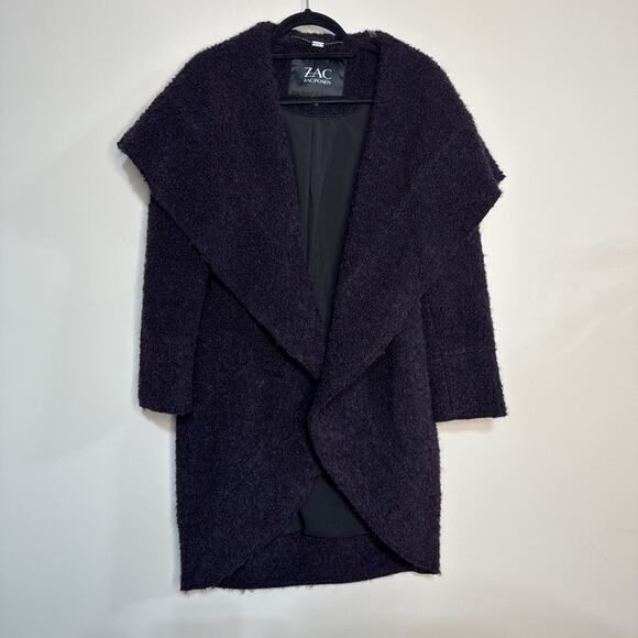 ZAC ZAC POSEN Camilla Cocoon Wrap Coat Women M Purple Natural Fibers Winter XS - Picture 12 of 16